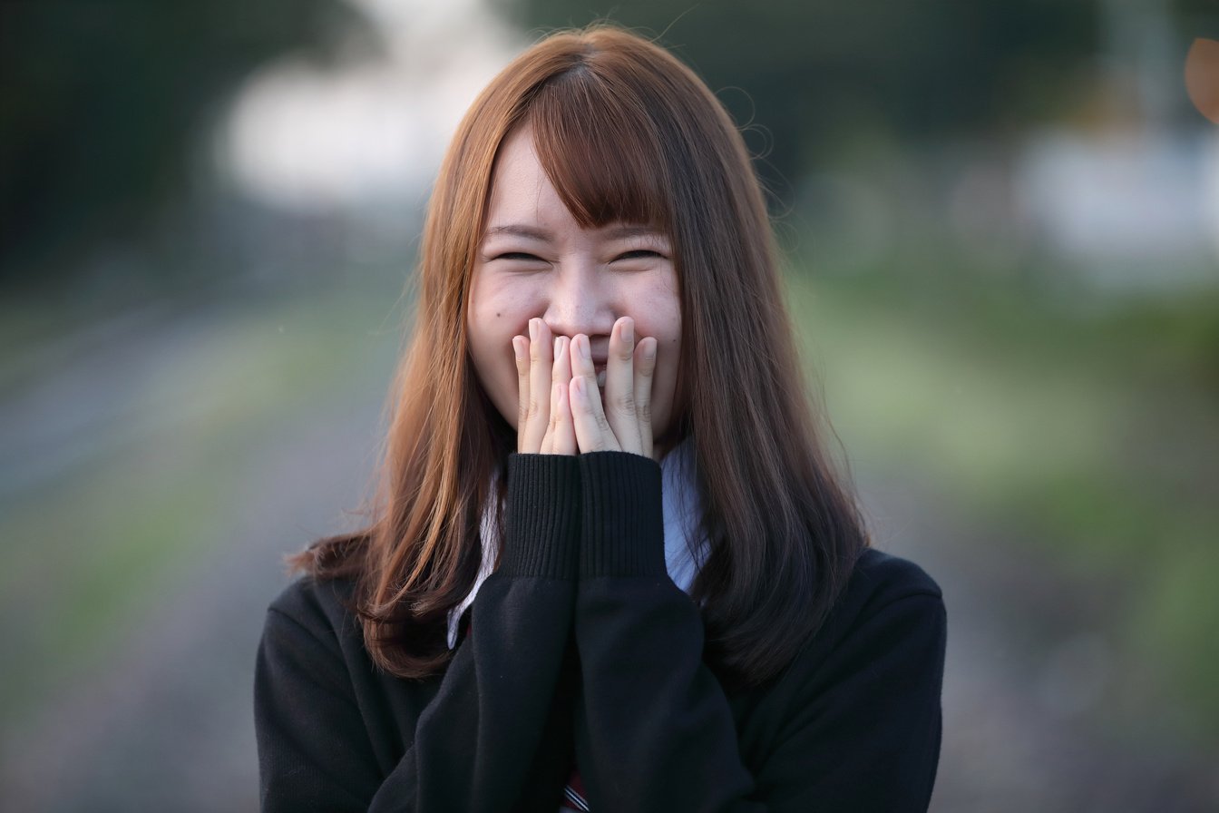 Portrait of Japanese School Girl at a Park